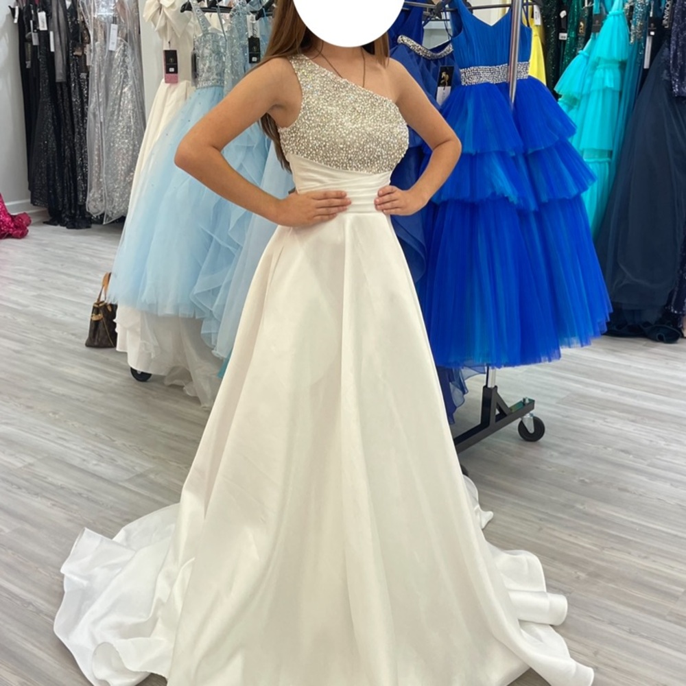 Cream Sequin One-Shoulder Bridal Gown